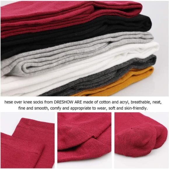 Thigh High Socks for Women Striped Over Knee Thigh Socks Long Boot Thigh High - Picture 2 of 7